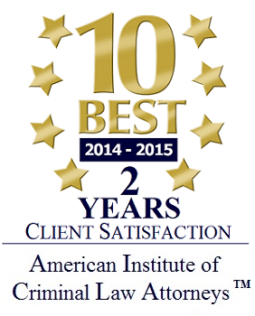 10 Best 2 Years Client Satisfaction by American Institute of Criminal Law Attorneys (TM)