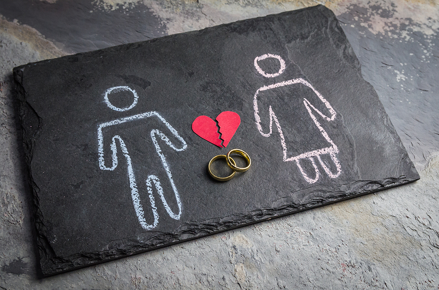 Concept of divorce depicted on a chalkboard.