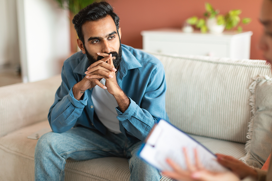 Businessman thinking about the divorce process and planning how to move through it.